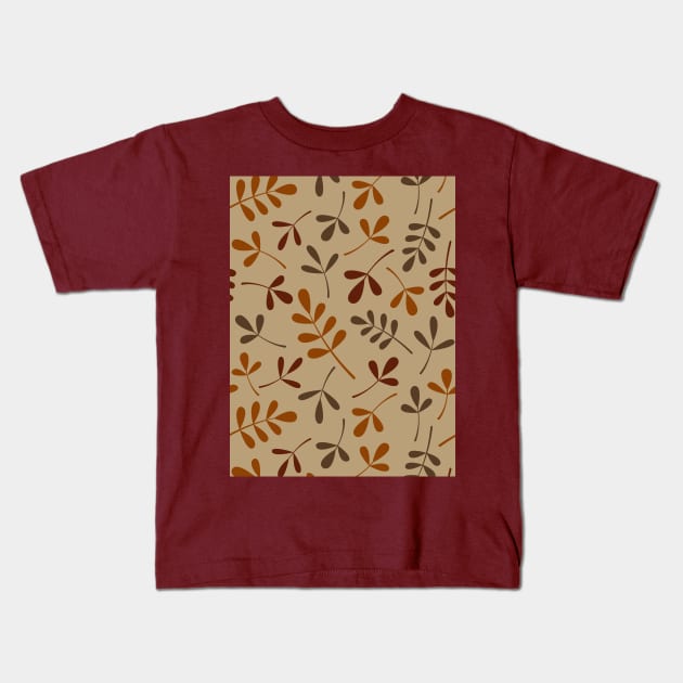 Assorted Leaf Silhouettes Fall Colors Kids T-Shirt by NataliePaskell